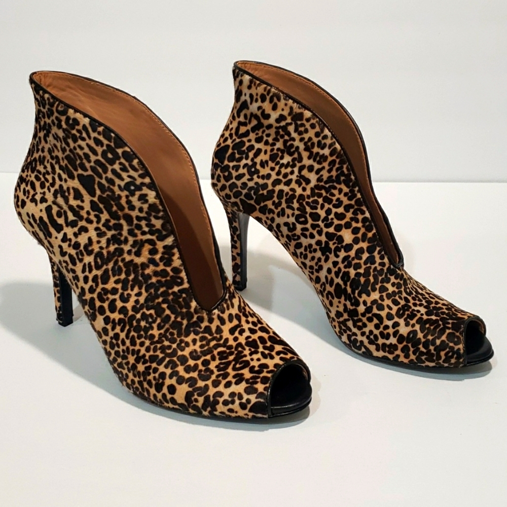 Vince Camuto Leopard Peep Toe Booties